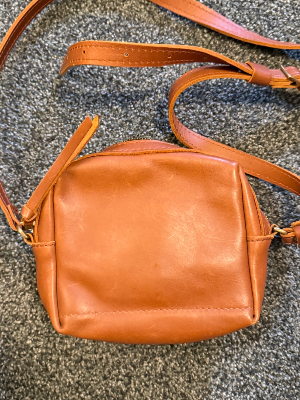Portland Leather Light Brown Mini Leather Crossbody Bag - Picture 2 of 3